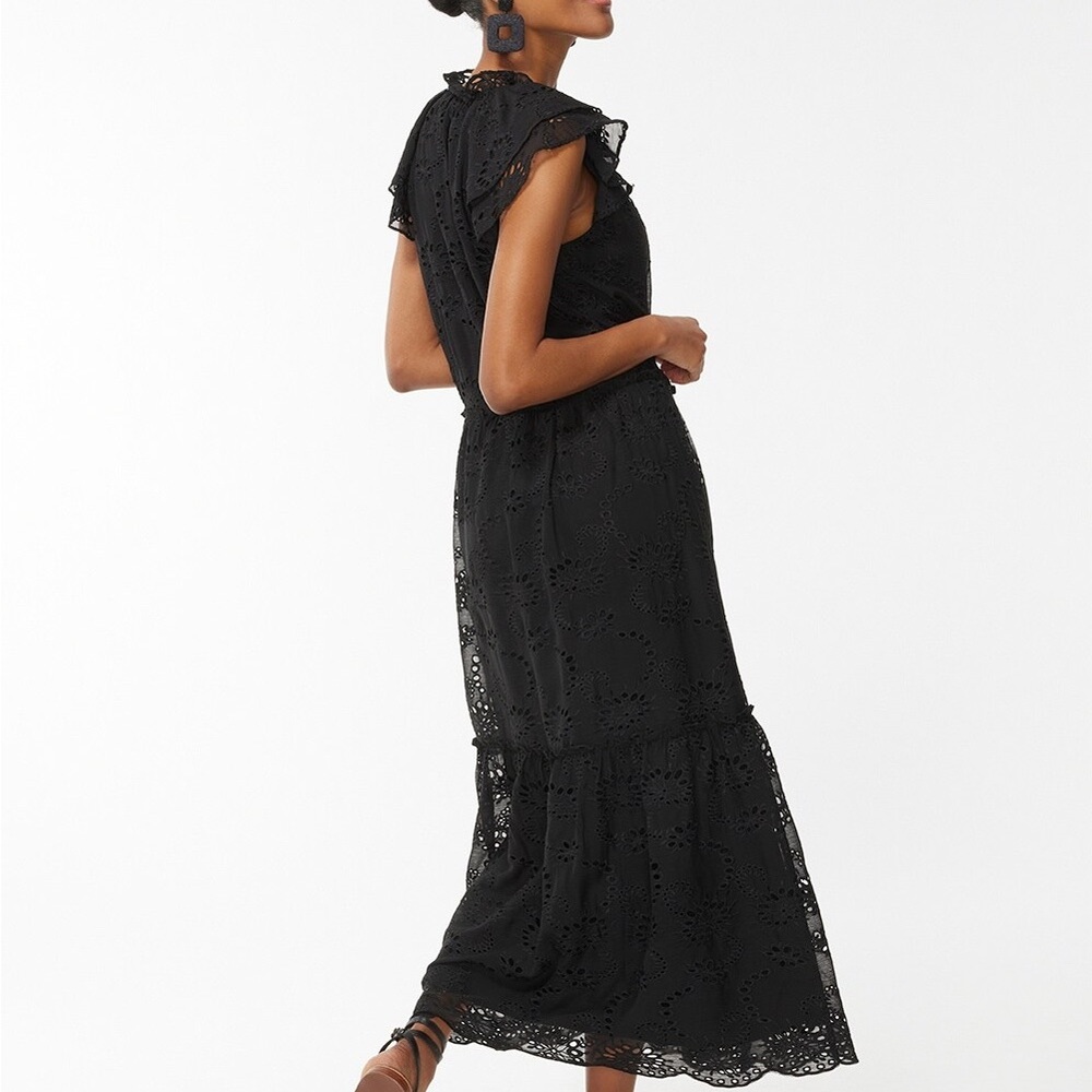 CHICO’s MIDI DRESS EYELET TIERED DRESS Alabaster WHITE Sz 1.5 - Picture 6 of 11